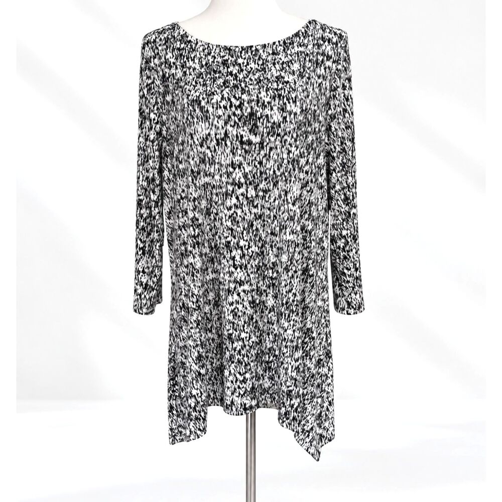 JM Collection Stretchy Shark Bite Hem Tunic Blouse Top XL
